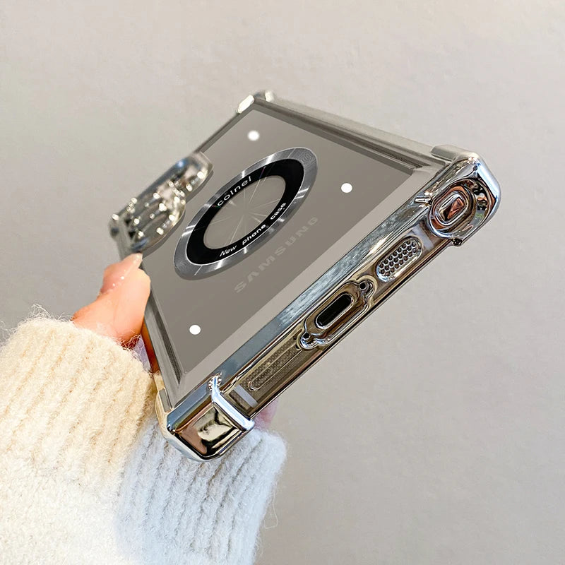 For Magsafe Plating Clear Case For Samsung Galaxy S24 S22 S23 Ultra Plus Shockproof Magnetic Wirelesss Charge Cover Accessories