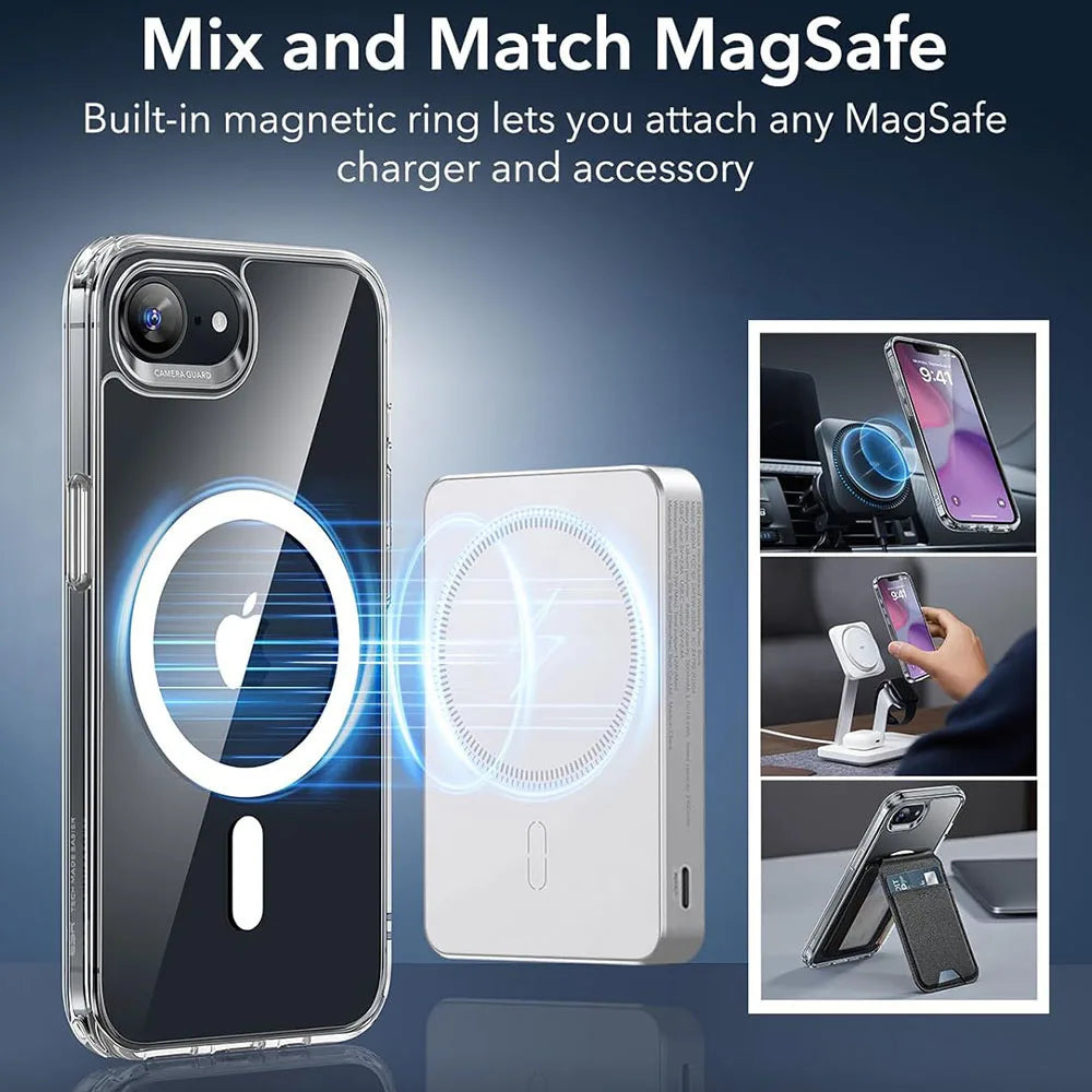Strong Magnetic Magsafe Case For iPhone 16e 16 15 14 13 12 11 Pro Max Plus Mini Hybrid Hard Clear Silicone Back Shell Cover