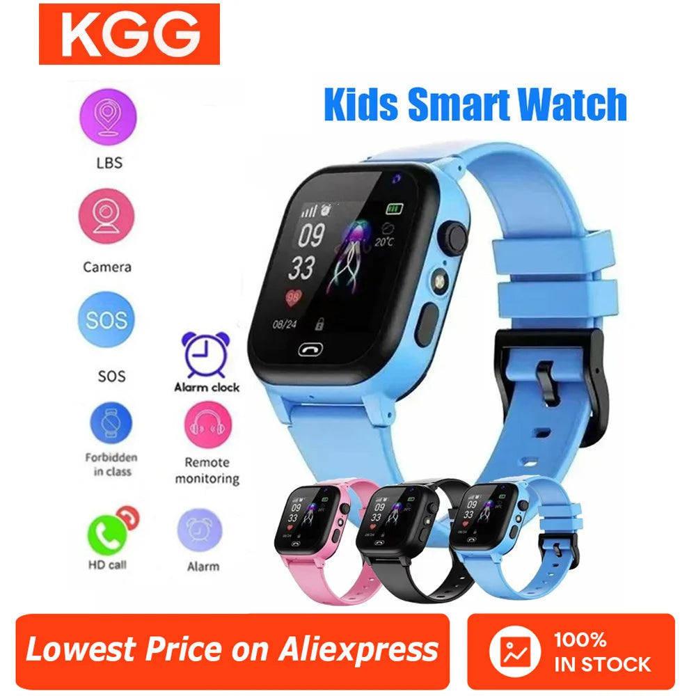 Kids Smart Watch SOS LBS Location Sim Card Call Child SmartWatch Camera IP65 Waterproof Watch Phone For Boys Girls Present Gift