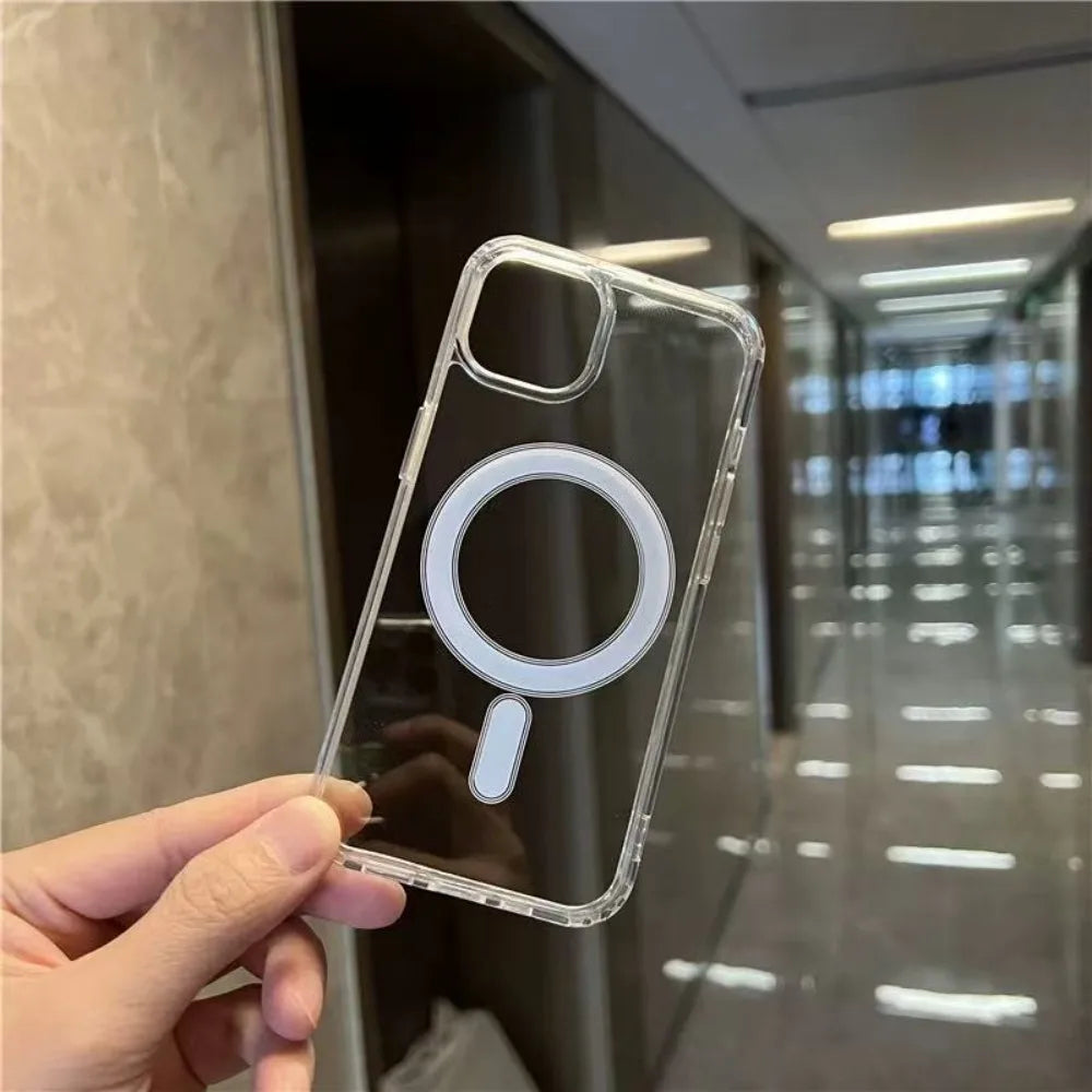 Strong Magnetic Magsafe Case For iPhone 16e 16 15 14 13 12 11 Pro Max Plus Mini Hybrid Hard Clear Silicone Back Shell Cover