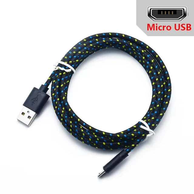 2.4A Micro USB Cable 0.5m/1m/2m/3m Data Sync USB Charge Cable For Samsung Huawei Xiaomi Android Nylon Braided Microusb Data Cord